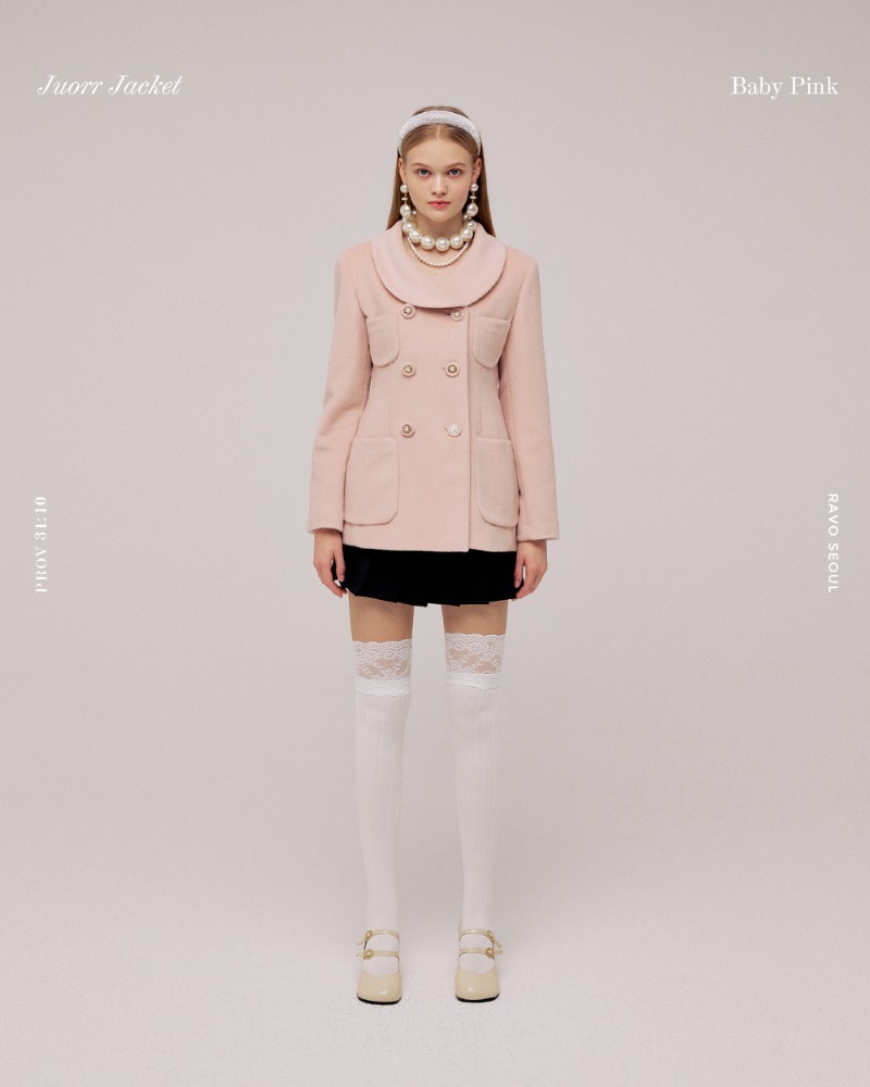 Juorr 주오르 Double wool Jacket - baby pink