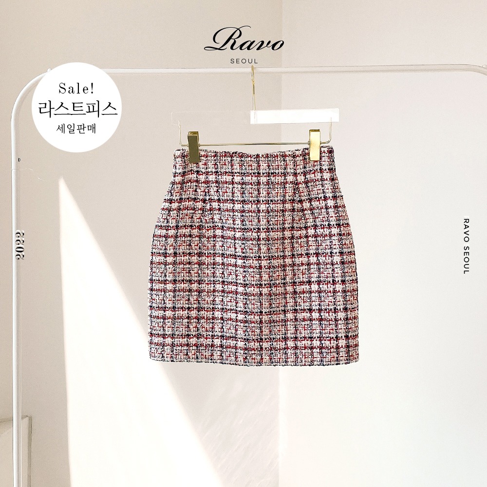 Boas 보아스 트위드 mini skirt 미니스커트 - Orange 오렌지 트위드
