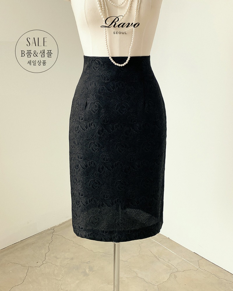 [라스트피스 할인] Camille 카미유 60cm midi Skirt 미디 스커트 - 블랙