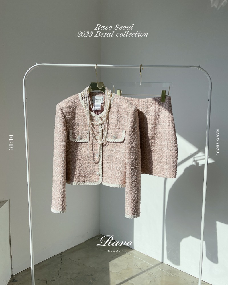 Bezal 브살 5번자켓 NO.05 jacket 베이비 핑크 트위드 - baby pink tweed