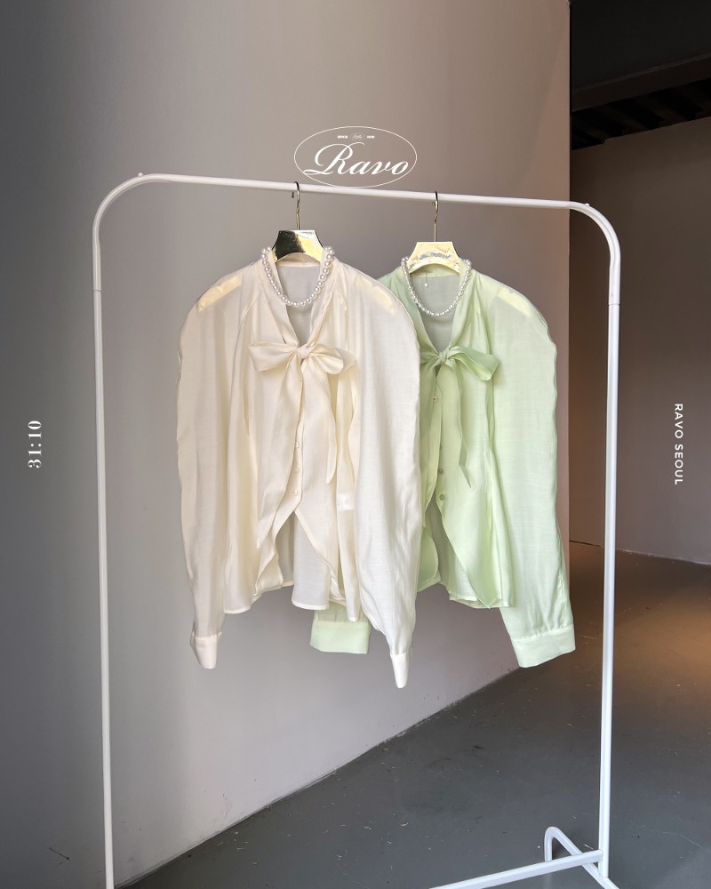 Bouny 뷔니 ribbon blouse 리본 블라우스 - 텐셀 100%